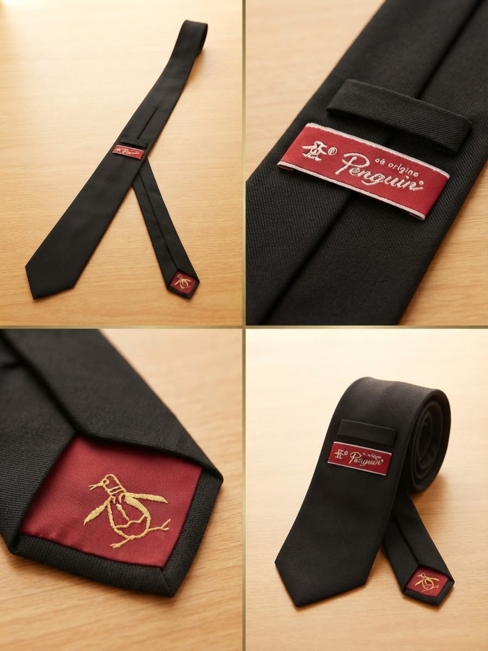 Original Penguin Black Textured Silk Blend Skinny Tie